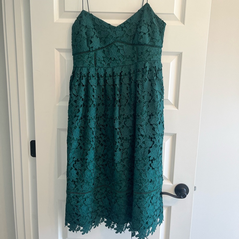 Club Monoco emerald green floral lace dress